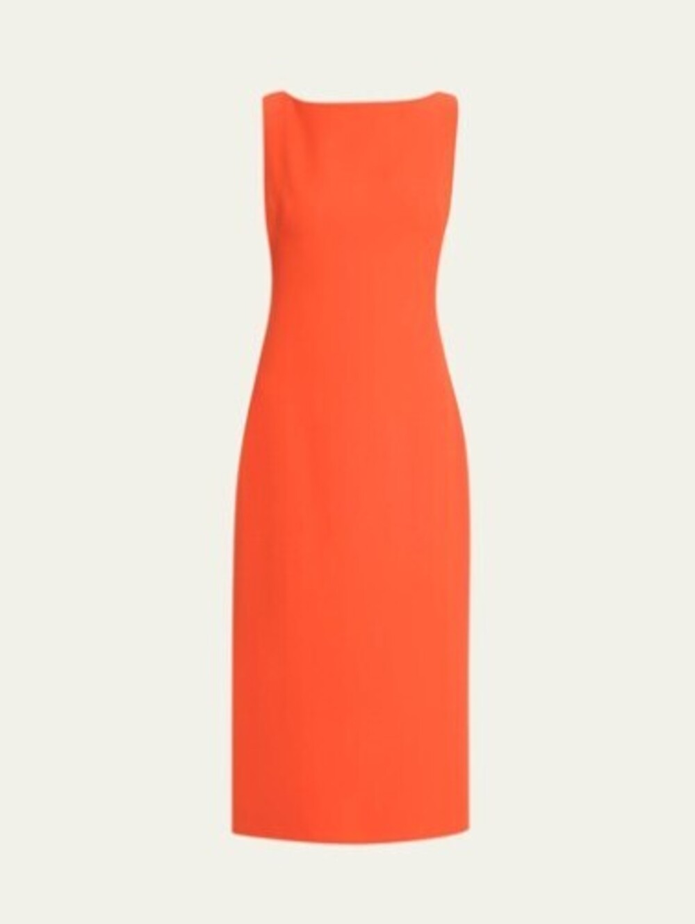 Brandon Maxwell Orange Sable Crepe Bateau Neck Sleeveless Midi Dress - Size - 4